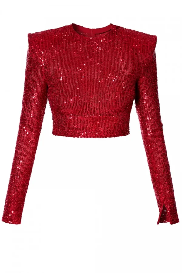 AGGI Bluzka Zoey Red Sparkle^ Bluzki & Topy & Gorsety | Love, Love