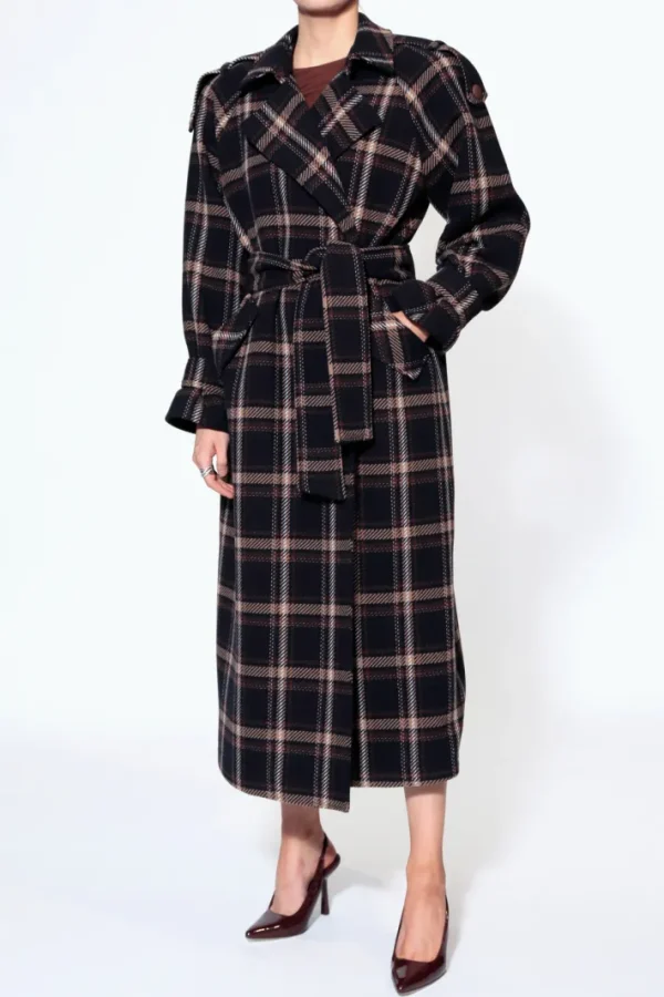 AGGI Płaszcz Ricarda Check Navy Brown^ Płaszcze & Kurtki